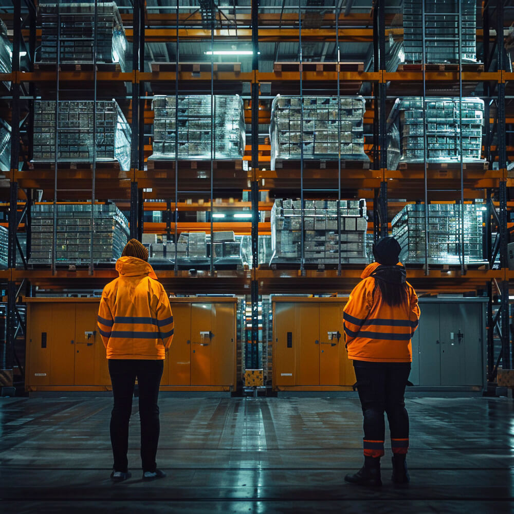 Imagem interna de um armazém, centro de distribuição.